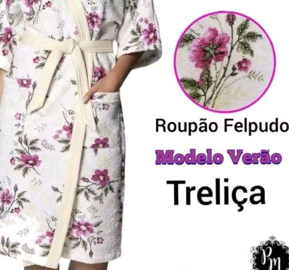 o Roupão Felpudo Quimono Feminino Estampado