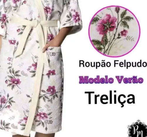 o Roupão Felpudo Quimono Feminino Estampado