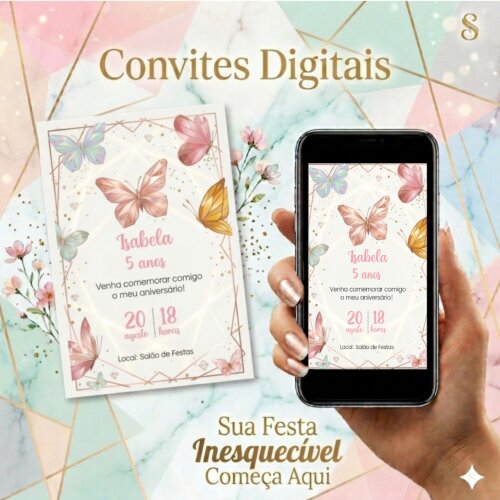 Convite digital borboleta