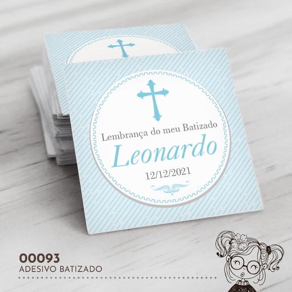 Adesivo Quadrado Batizado - 00093