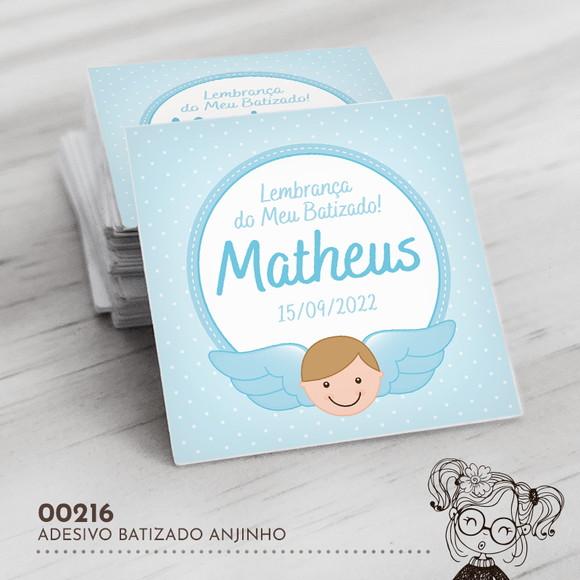 Adesivo Quadrado Batizado Anjinho - 00216