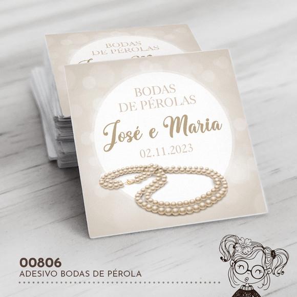 Adesivo Quadrado Bodas de Pérola - 00806