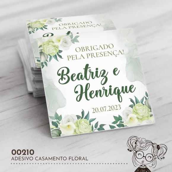 Adesivo Quadrado Casamento Floral - 00210