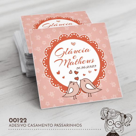 Adesivo Quadrado Casamento Passarinhos - 00122