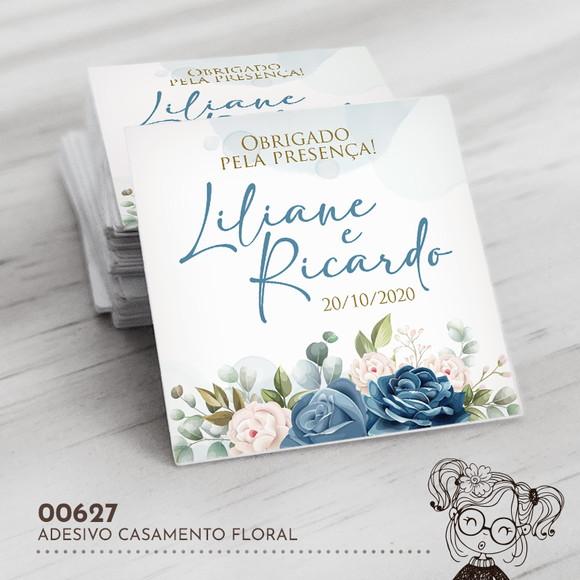 Adesivo Quadrado Casamento Floral - 00627