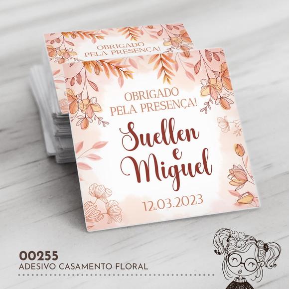 Adesivo Quadrado Casamento Floral - 00255