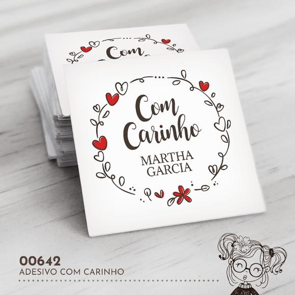 Adesivo Quadrado com Carinho - 00642