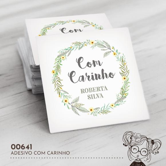 Adesivo Quadrado com Carinho - 00641