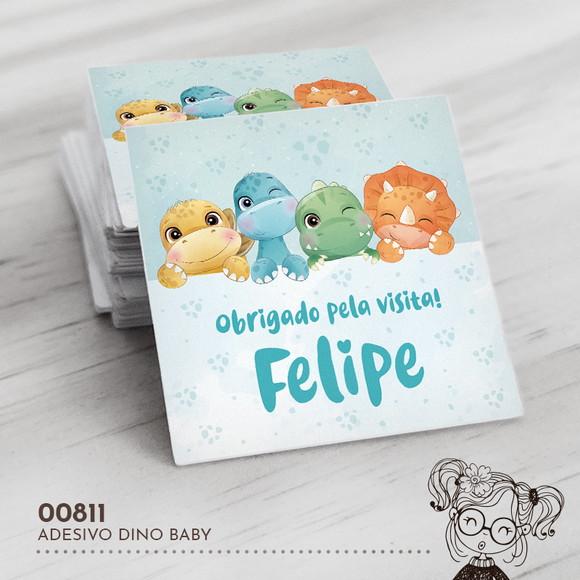 Adesivo Quadrado Dino Baby - 00811
