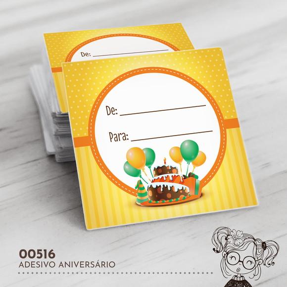 Adesivo Quadrado Feliz Aniversário - 00516