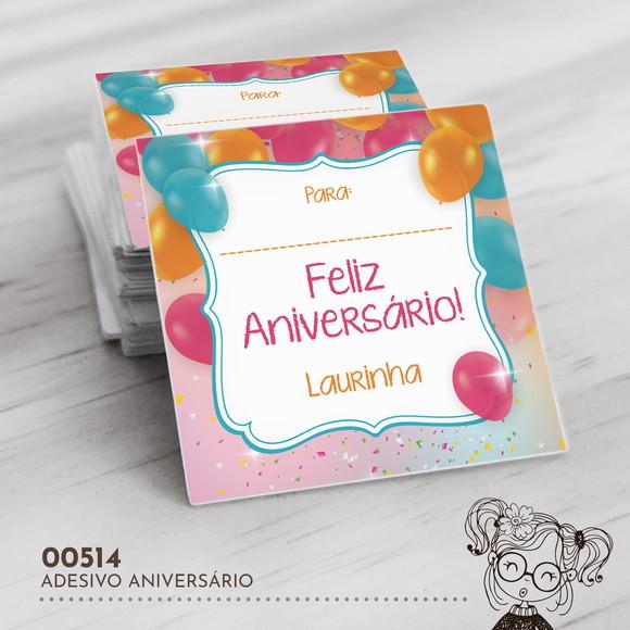 Adesivo Quadrado Feliz Aniversário - 00514