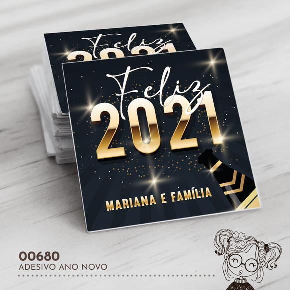 Adesivo Quadrado Feliz Ano Novo - 00680