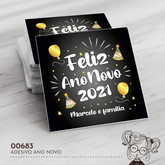 Adesivo Quadrado Feliz Ano Novo - 00683
