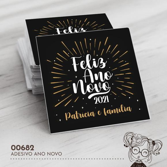 Adesivo Quadrado Feliz Ano Novo - 00682