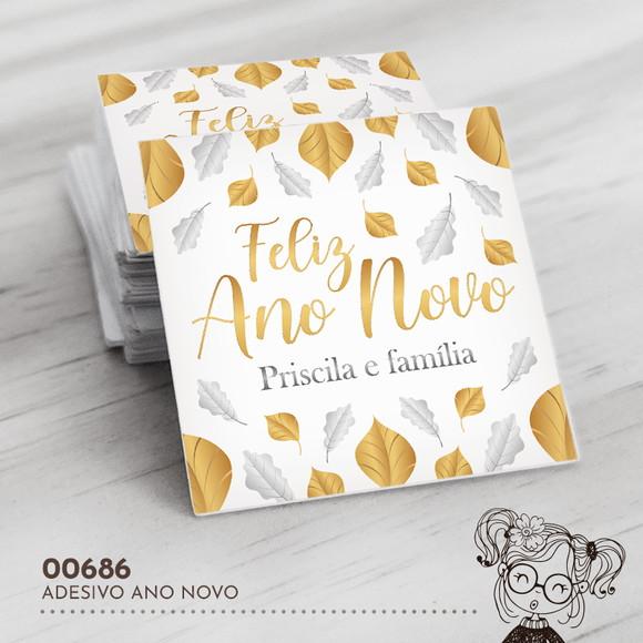 Adesivo Quadrado Feliz Ano Novo - 00686