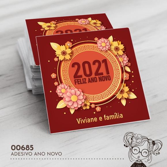Adesivo Quadrado Feliz Ano Novo - 00685