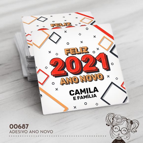 Adesivo Quadrado Feliz Ano Novo - 00687