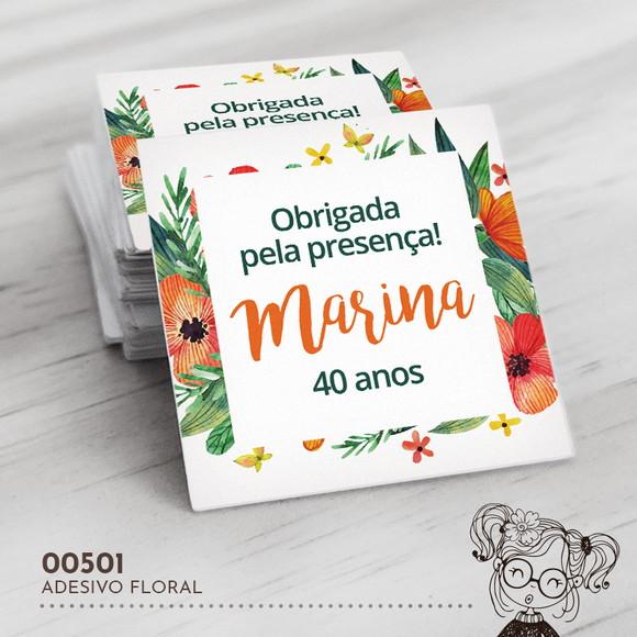 Adesivo Quadrado Floral - 00501