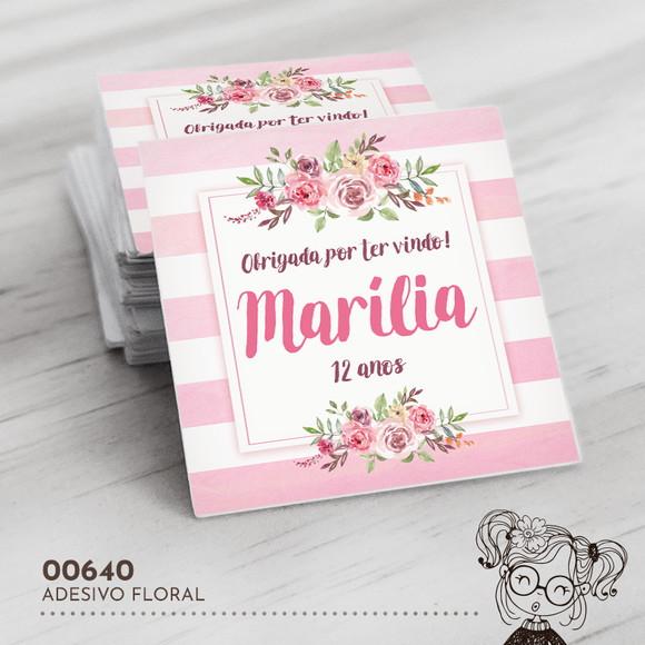 Adesivo Quadrado Floral - 00640