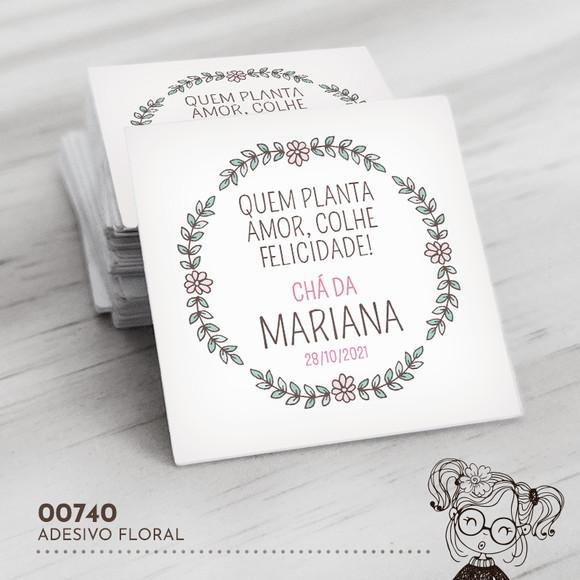 Adesivo Quadrado Floral - 00740