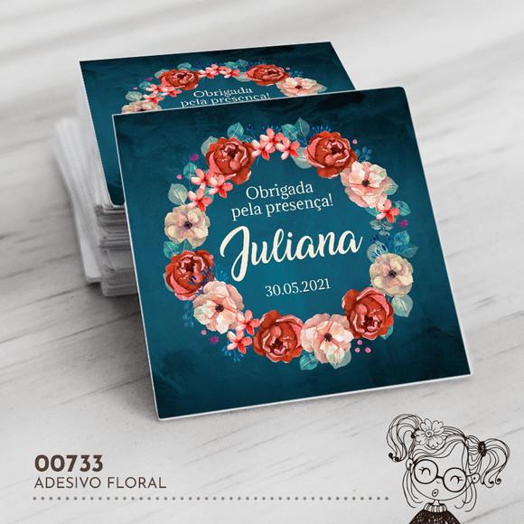 Adesivo Quadrado Floral - 00733