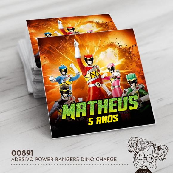 Adesivo Quadrado Power Rangers Dino Charge - 00891