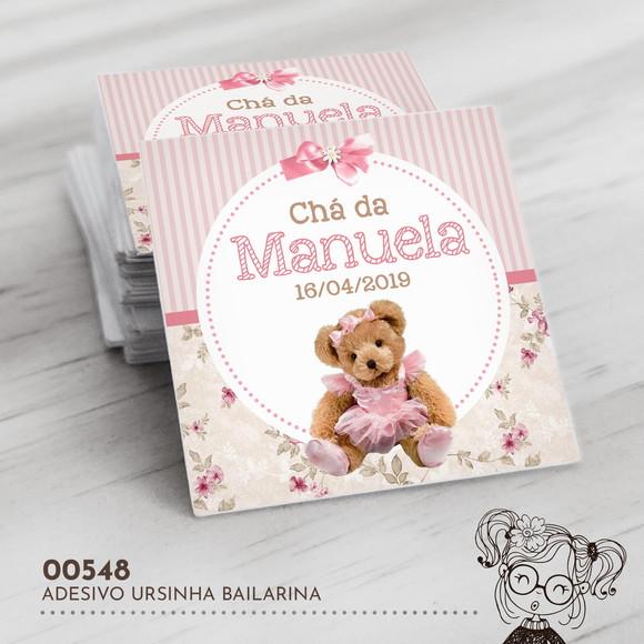 Adesivo Quadrado Ursinha Bailarina - 00548