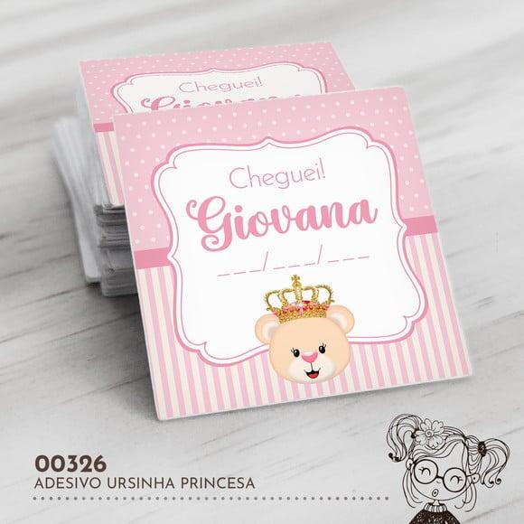 Adesivo Quadrado Ursinha Princesa - 00326
