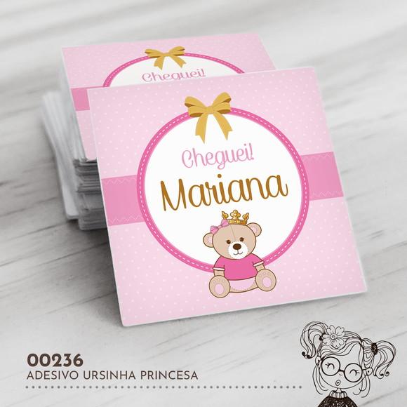 Adesivo Quadrado Ursinha Princesa - 00236