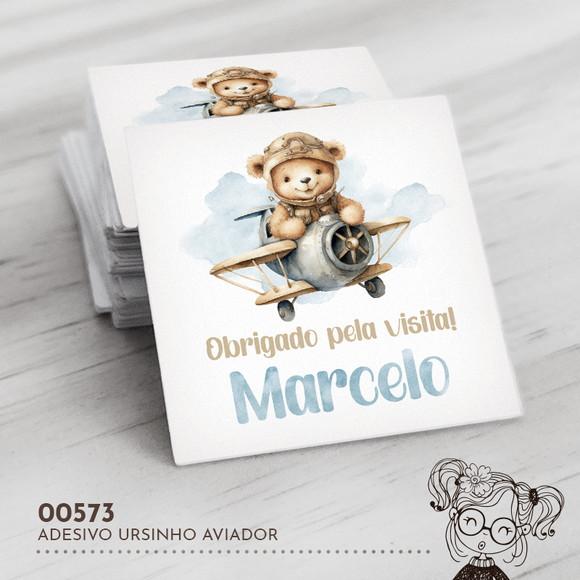 Adesivo Quadrado Ursinho Aviador - 00573