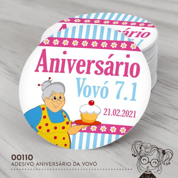 Adesivo Redondo Aniversário da Vovó - 00110