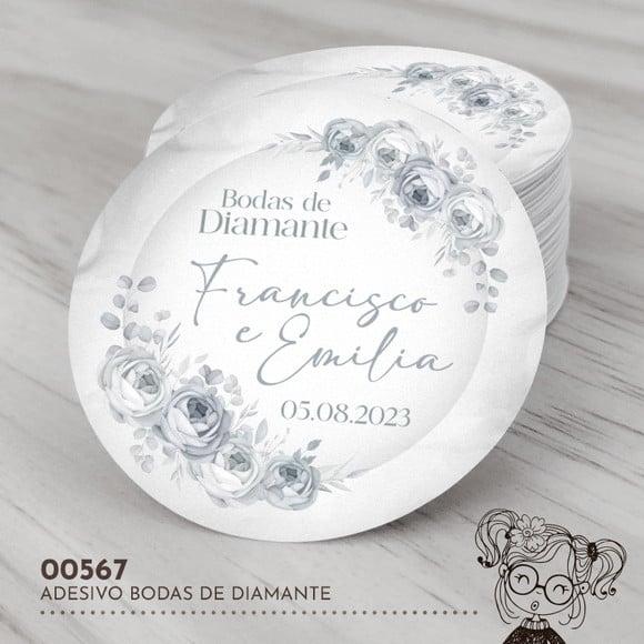 Adesivo Redondo Bodas de Diamante - 00567