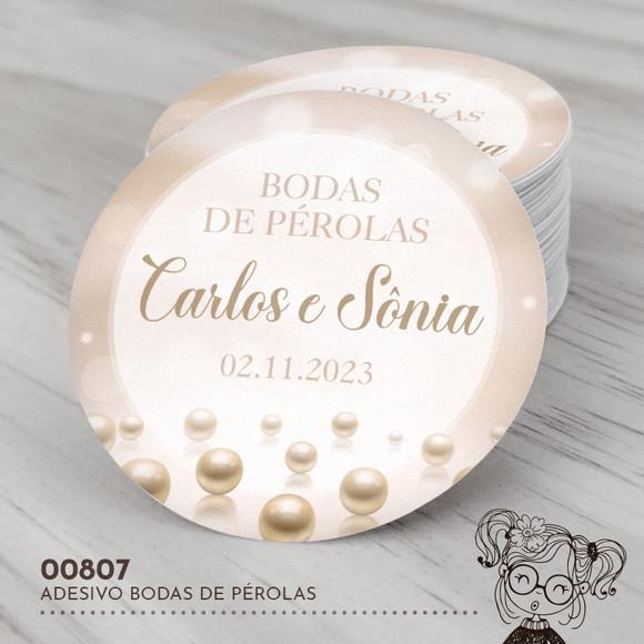 Adesivo Redondo Bodas de Pérola - 00807