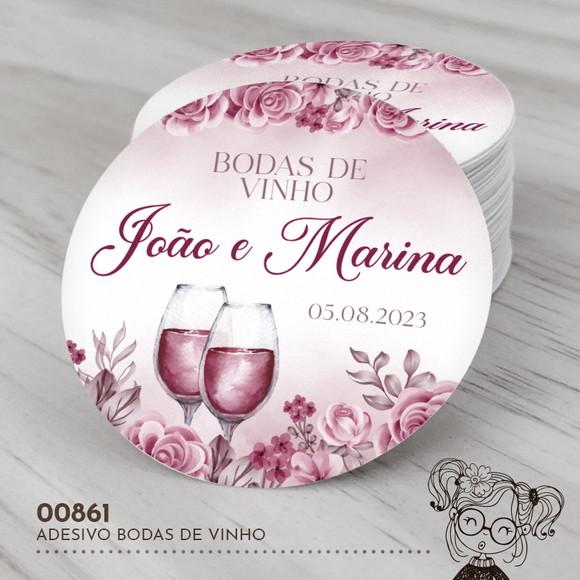 Adesivo Redondo Bodas de Vinho - 00861