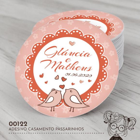 Adesivo Redondo Casamento Passarinhos - 00122