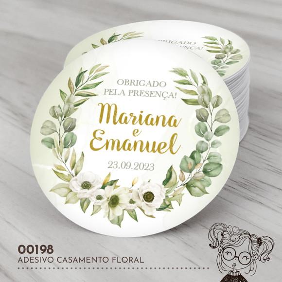Adesivo Redondo Casamento Floral - 00198