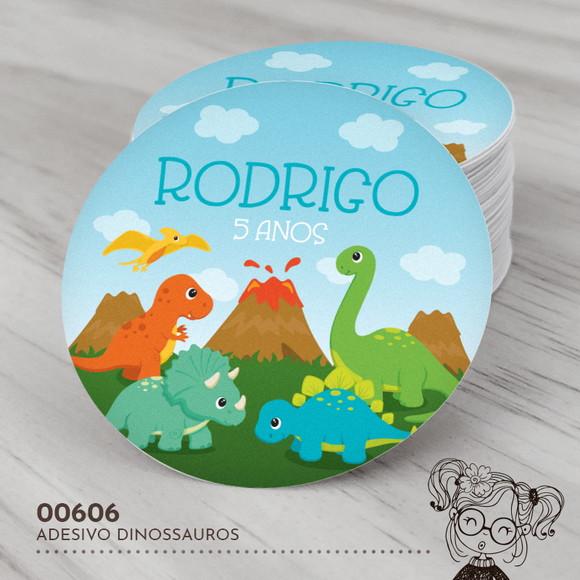 Adesivo Redondo Dinossauros - 00606