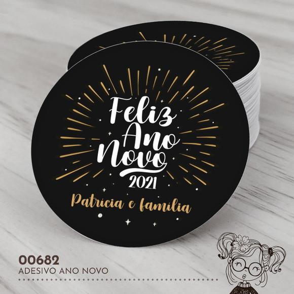 Adesivo Redondo Feliz Ano Novo - 00682