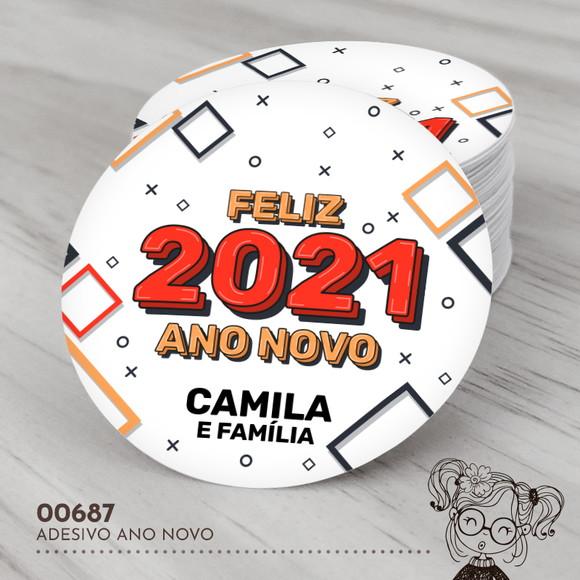 Adesivo Redondo Feliz Ano Novo - 00687
