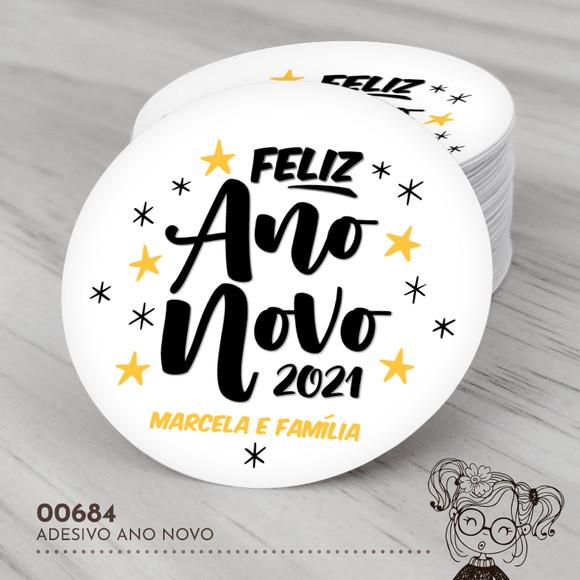 Adesivo Redondo Feliz Ano Novo - 00684