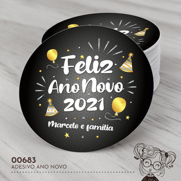 Adesivo Redondo Feliz Ano Novo - 00683