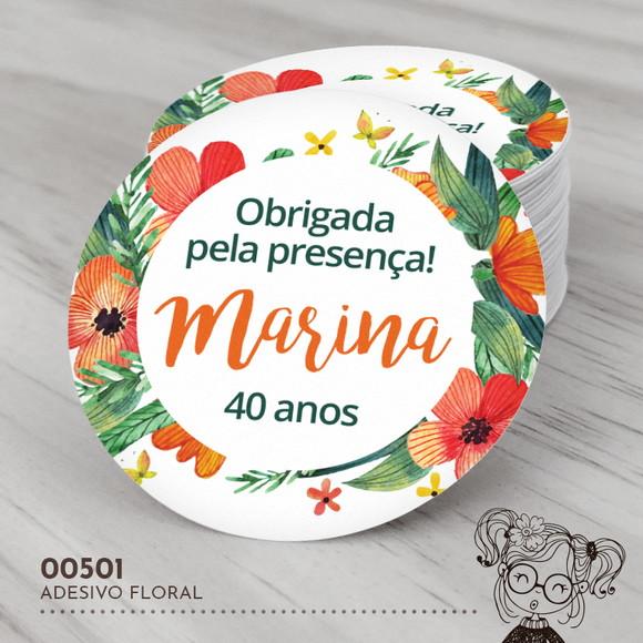 Adesivo Redondo Floral - 00501