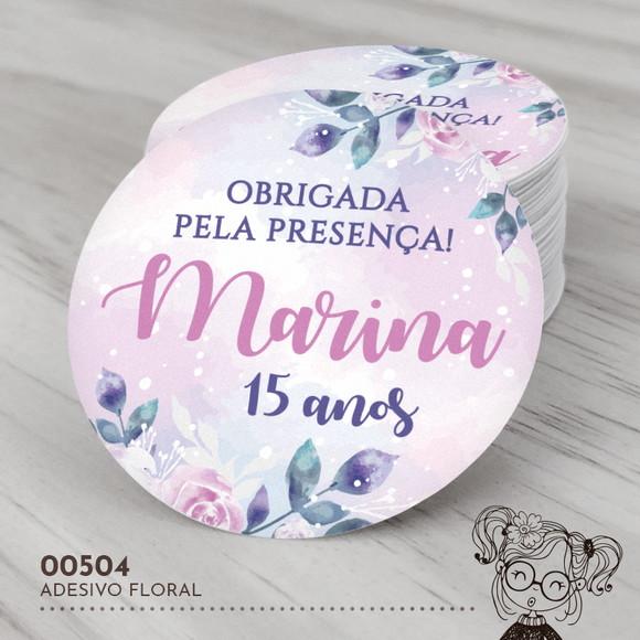 Adesivo Redondo Floral - 00504