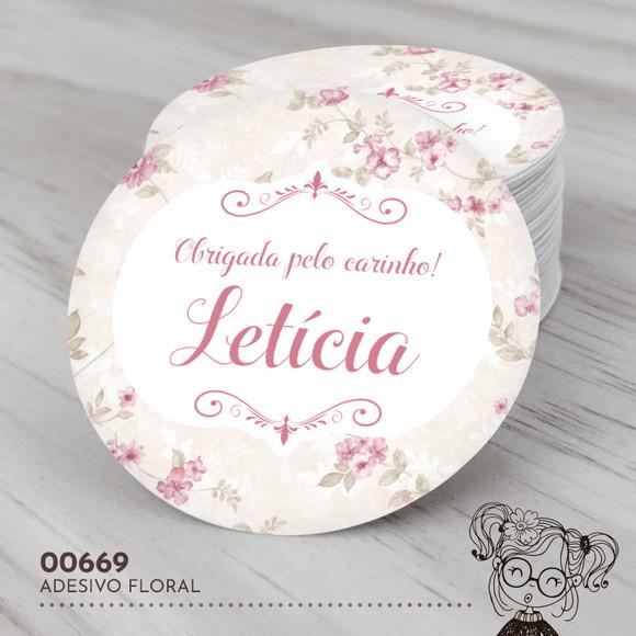 Adesivo Redondo Floral - 00669
