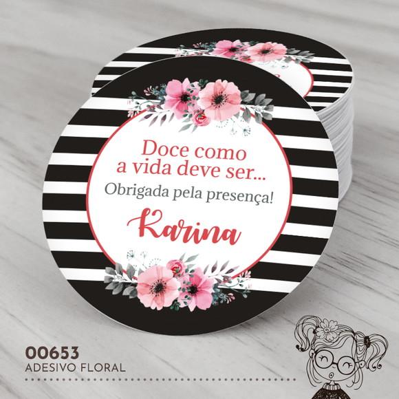 Adesivo Redondo Floral - 00653