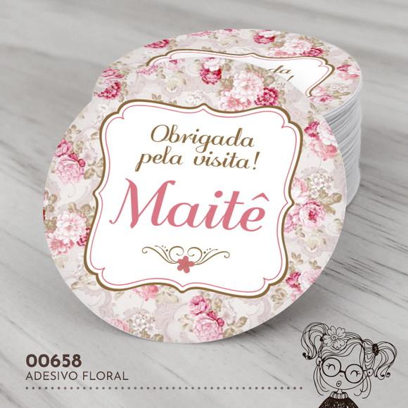 Adesivo Redondo Floral - 00658