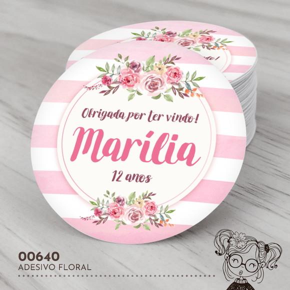 Adesivo Redondo Floral - 00640