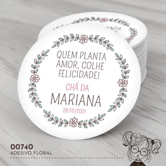 Adesivo Redondo Floral - 00740