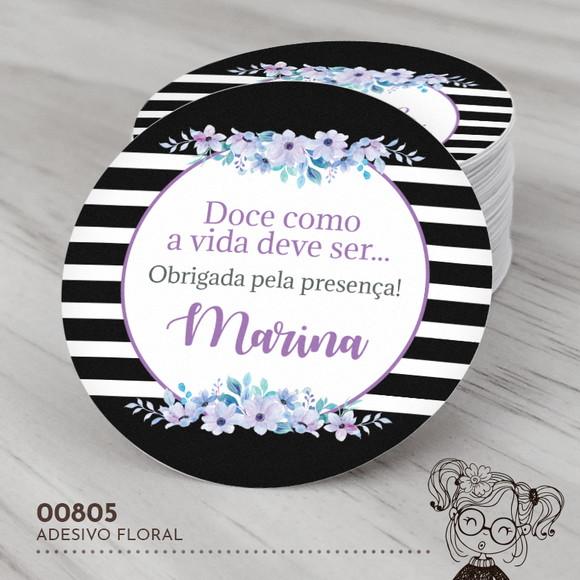 Adesivo Redondo Floral - 00805