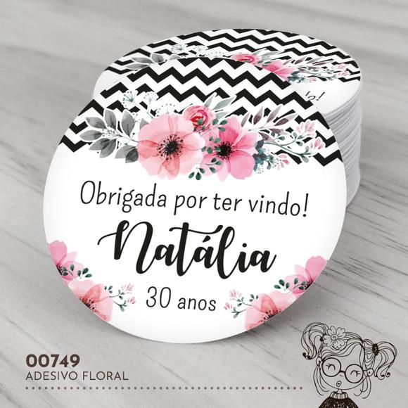 Adesivo Redondo Floral - 00749